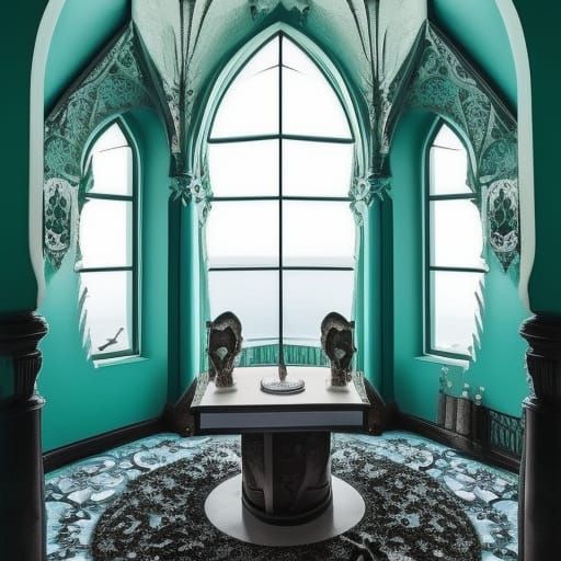 Underwater Gothic Penthouse with Emerald Green Accents