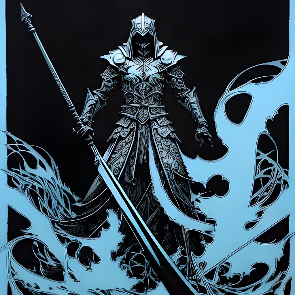 Elven Warrior Portrait in Ink Flow Style