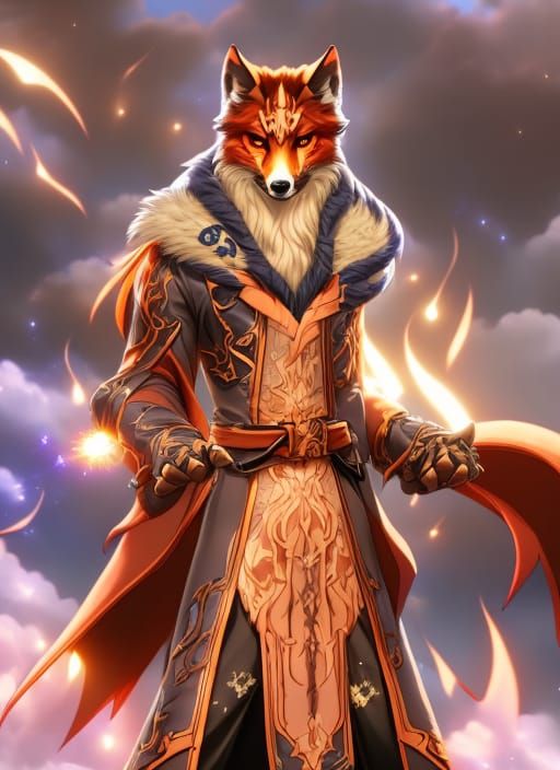 Fox in Karate Gi in Astral Dojo: Anime Illustration