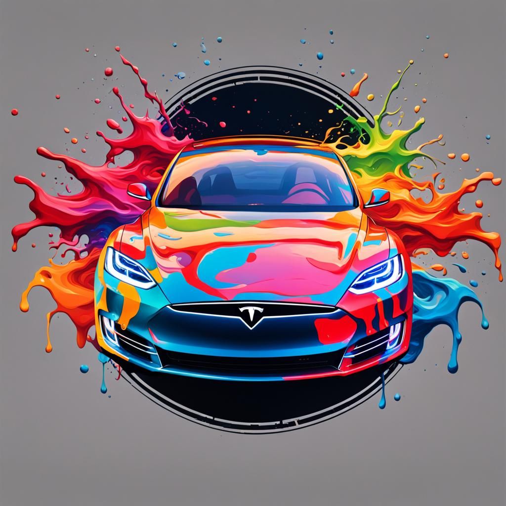 Hyperrealistic Tesla Car Guy Logo Concept Art