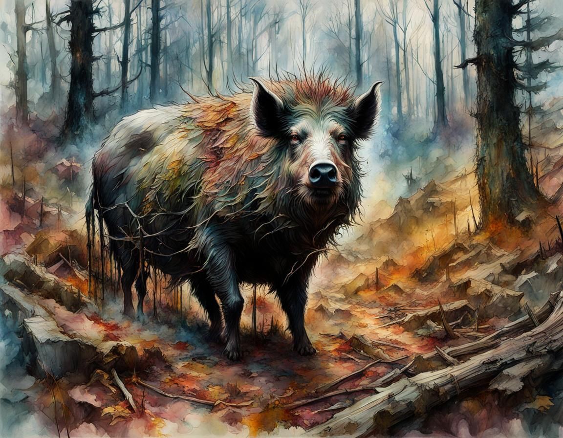 Macabre Cronenberg Monster in Wastedland Forest