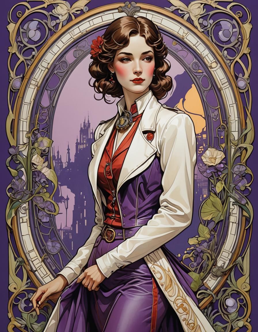 Elegant Woman in French Art Nouveau Style
