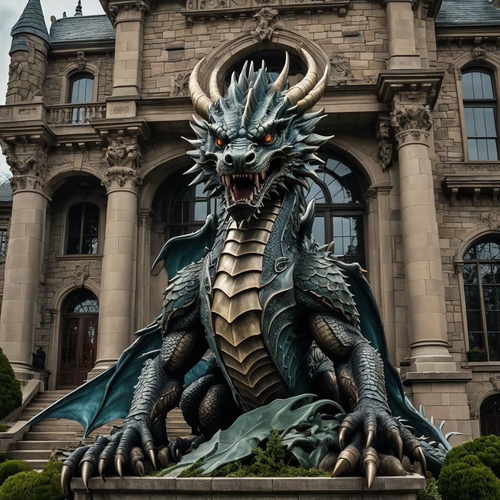 Dragon Statue at Mystical Rhode Island Mansion