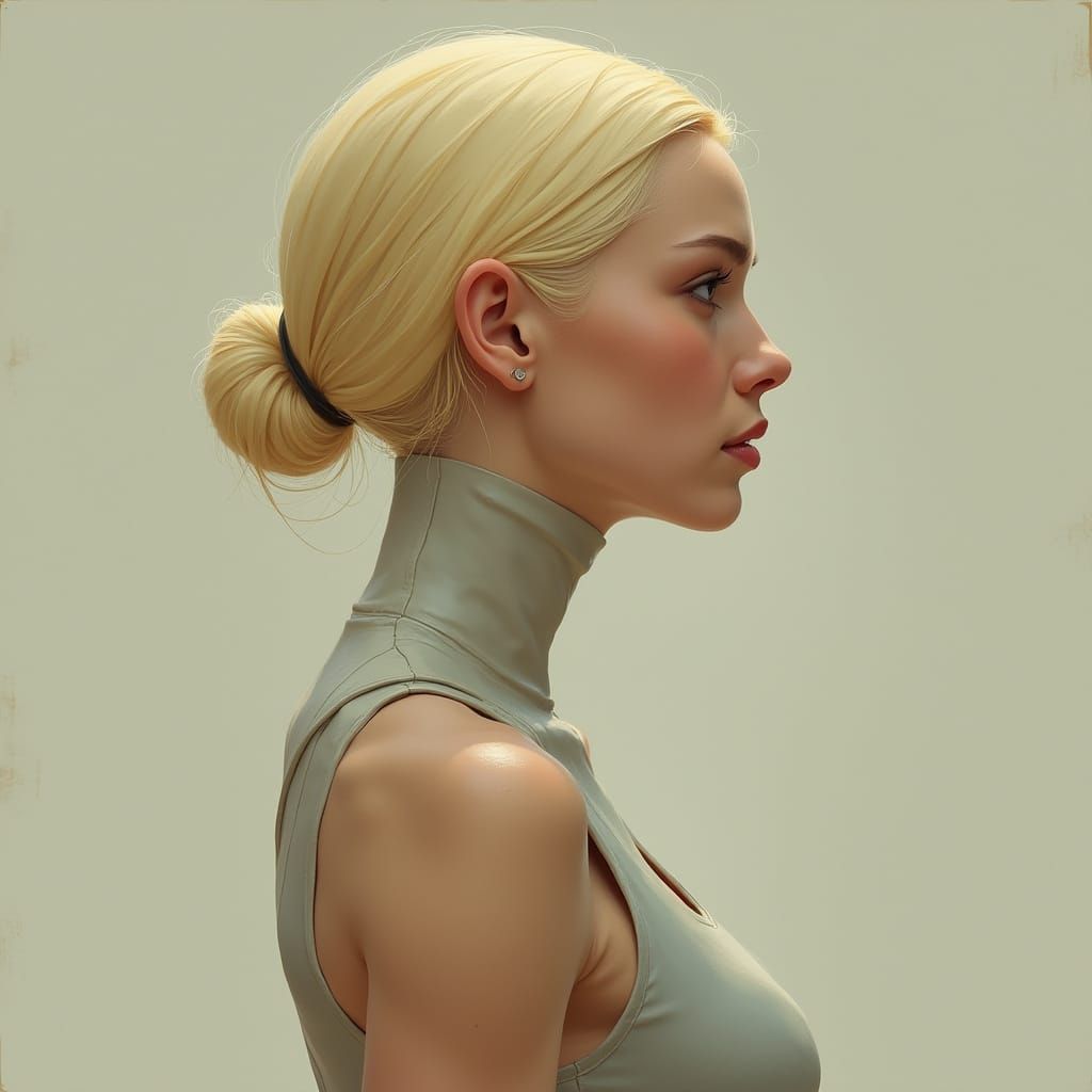 Attractive Woman in Elegant Side Profile