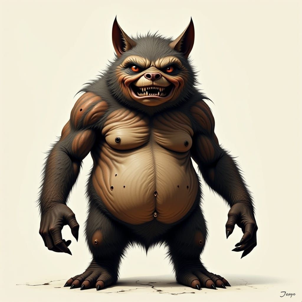 Fearsome Half-Human Animal Hybrid Stands Upright