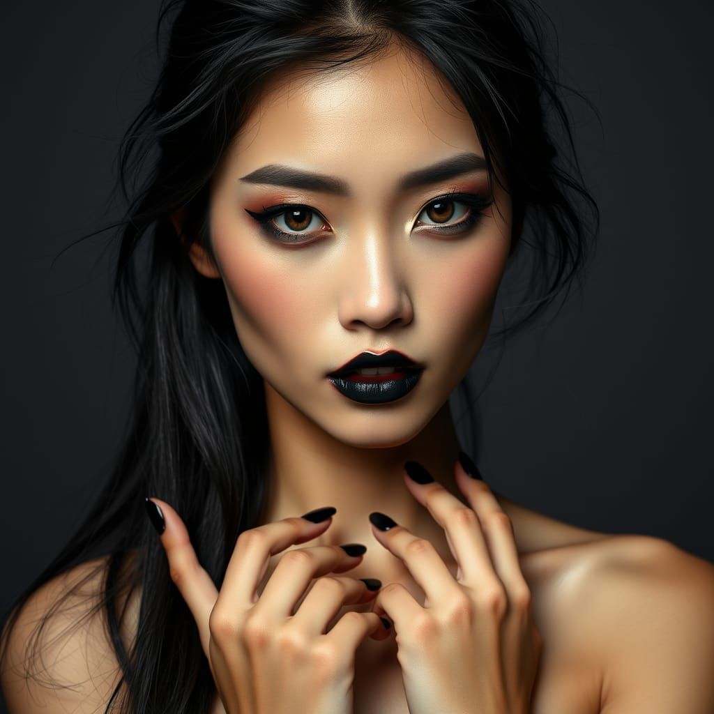 Glamorous Portrait of a Young Woman with Bold Makeup