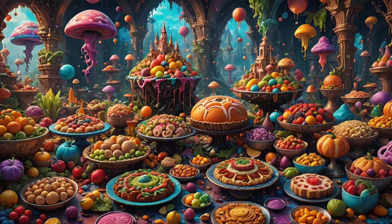 Psychedelic Foodscape in Detailed Matte Painting