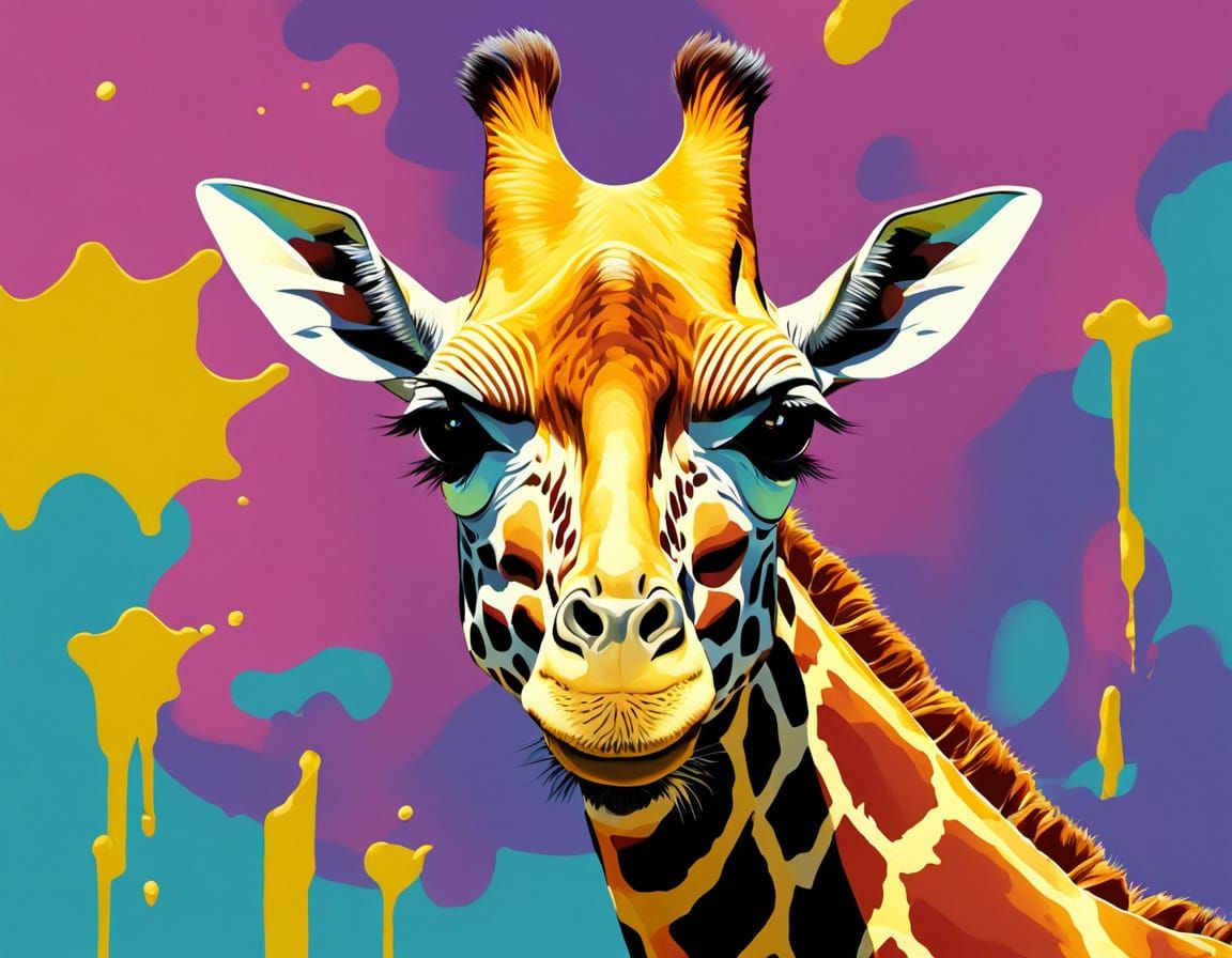 Foolish Giraffe in Explosive Yellow Abstract Style