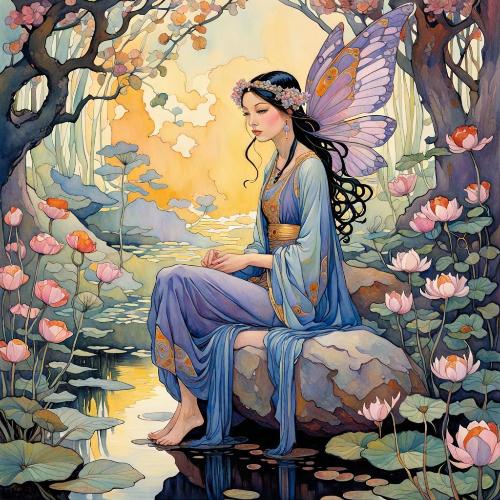 Gorgeous Fae Illustration in Watercolor and Oil