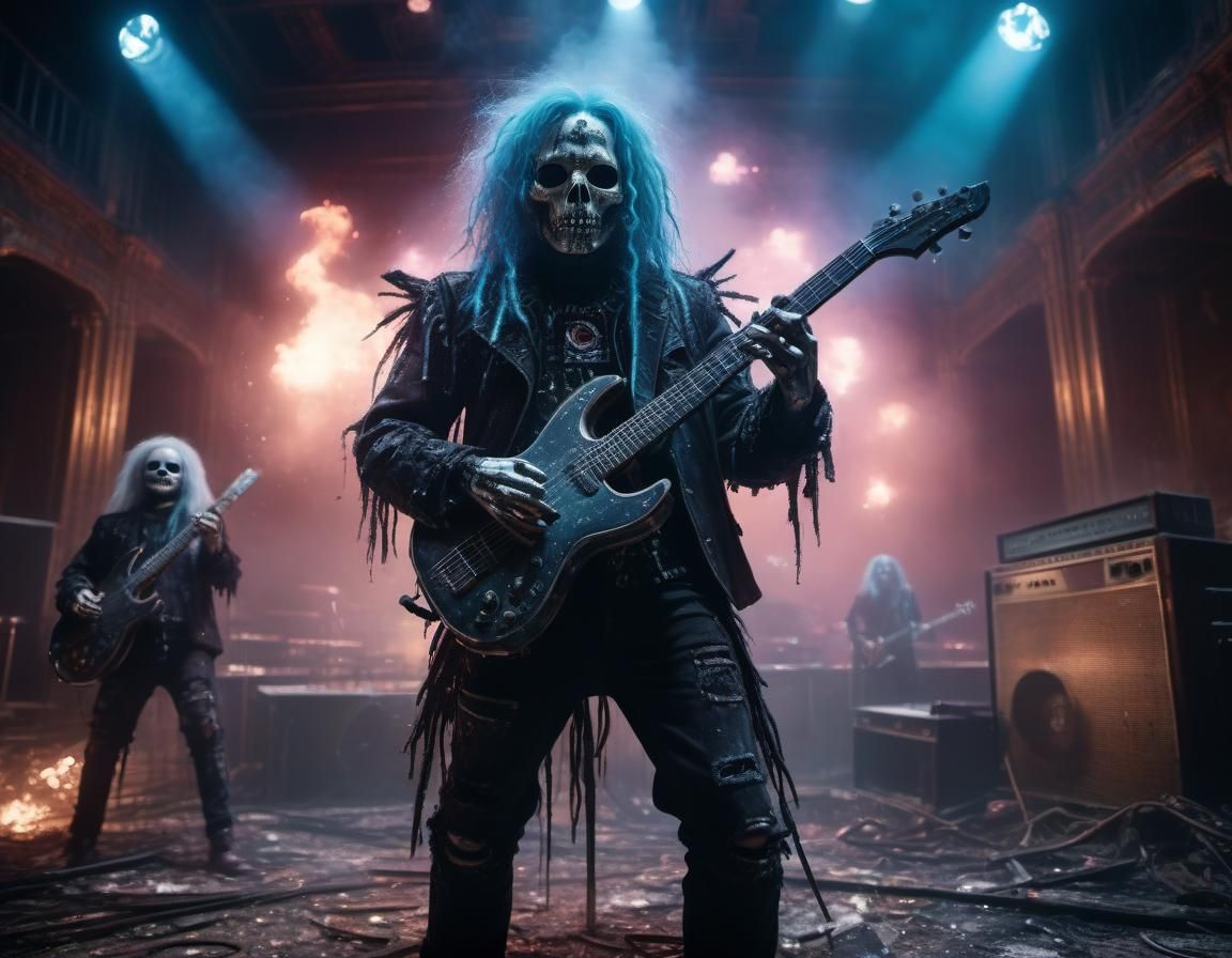 Creepy Doll Heavy Metal Band in Abandoned Hall