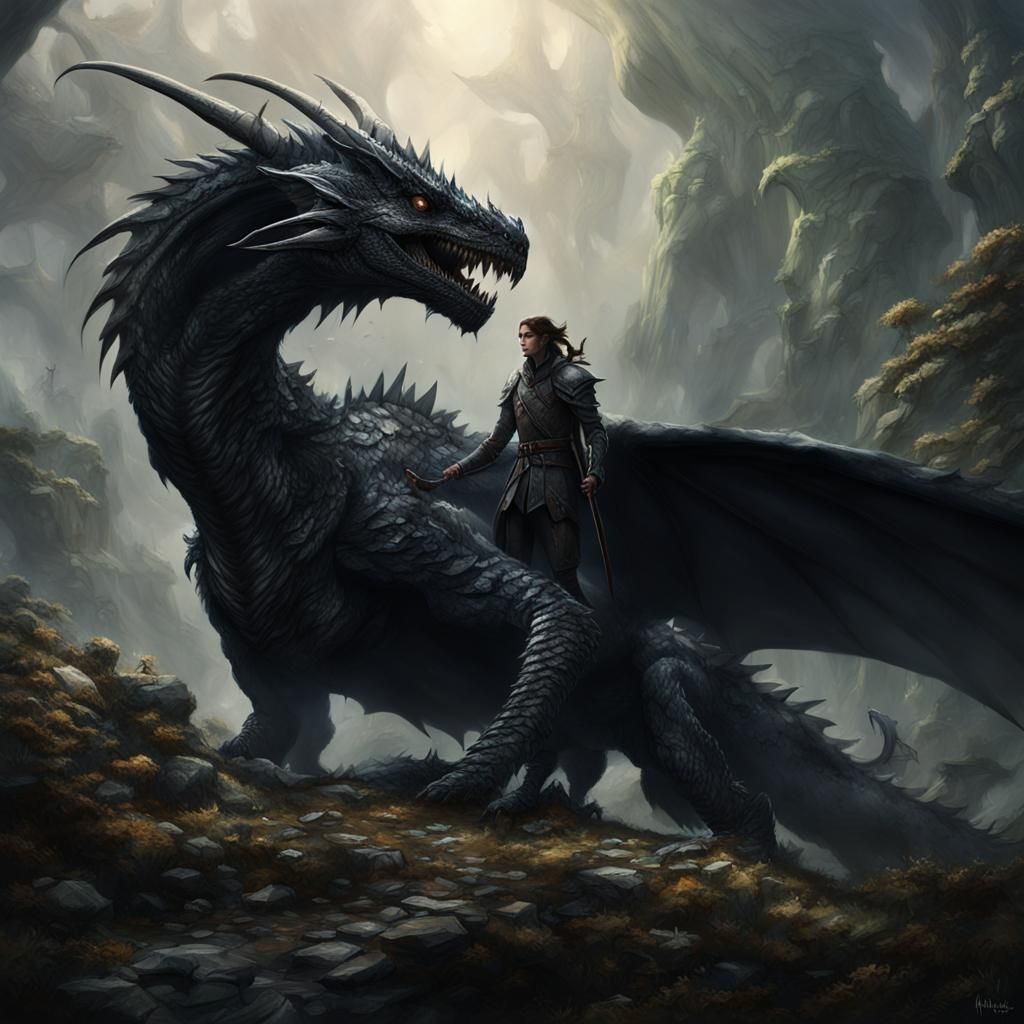 Elven Warrior Pets Smokey Black Wyvern