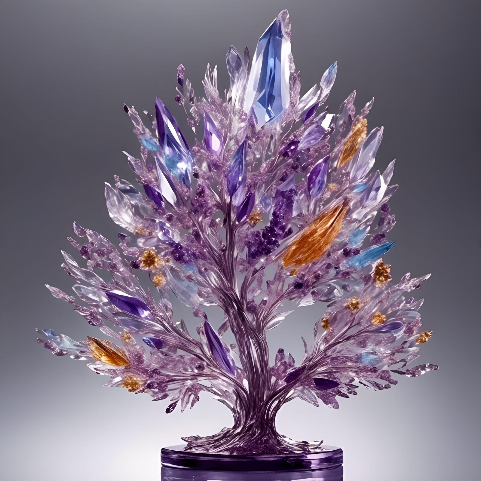 Crystal Tree with Shattered Glass Shards