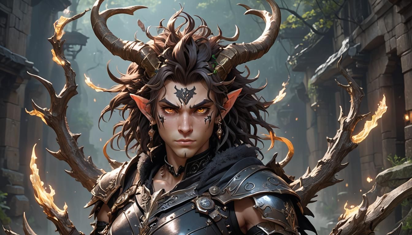 Gothic Punk Satyr Druid Character Design