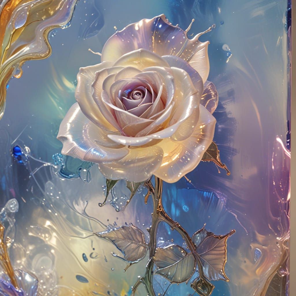 Molten Glass Rose: Surreal Abstract Art