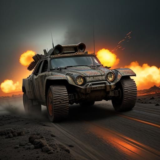 Chibi Driver Races Rhombicuboctahedron Tank in Apocalyptic W...