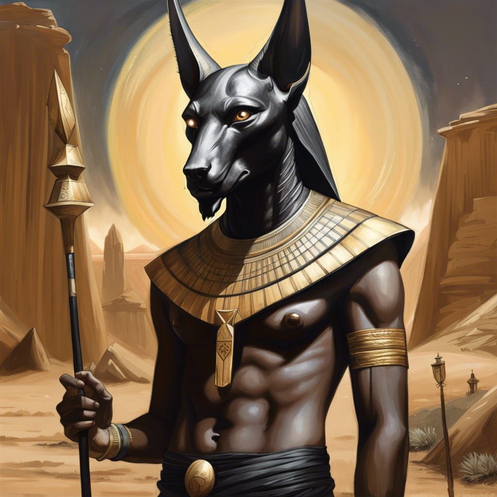 Anubis: Egyptian God in Photorealistic Matte Painting