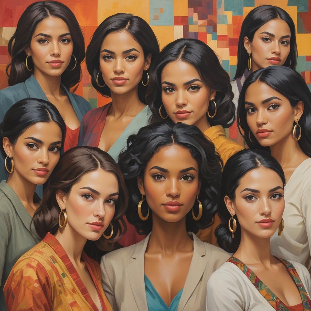 Women Working on Rubber Plantation in Post-Impressionist Sty...