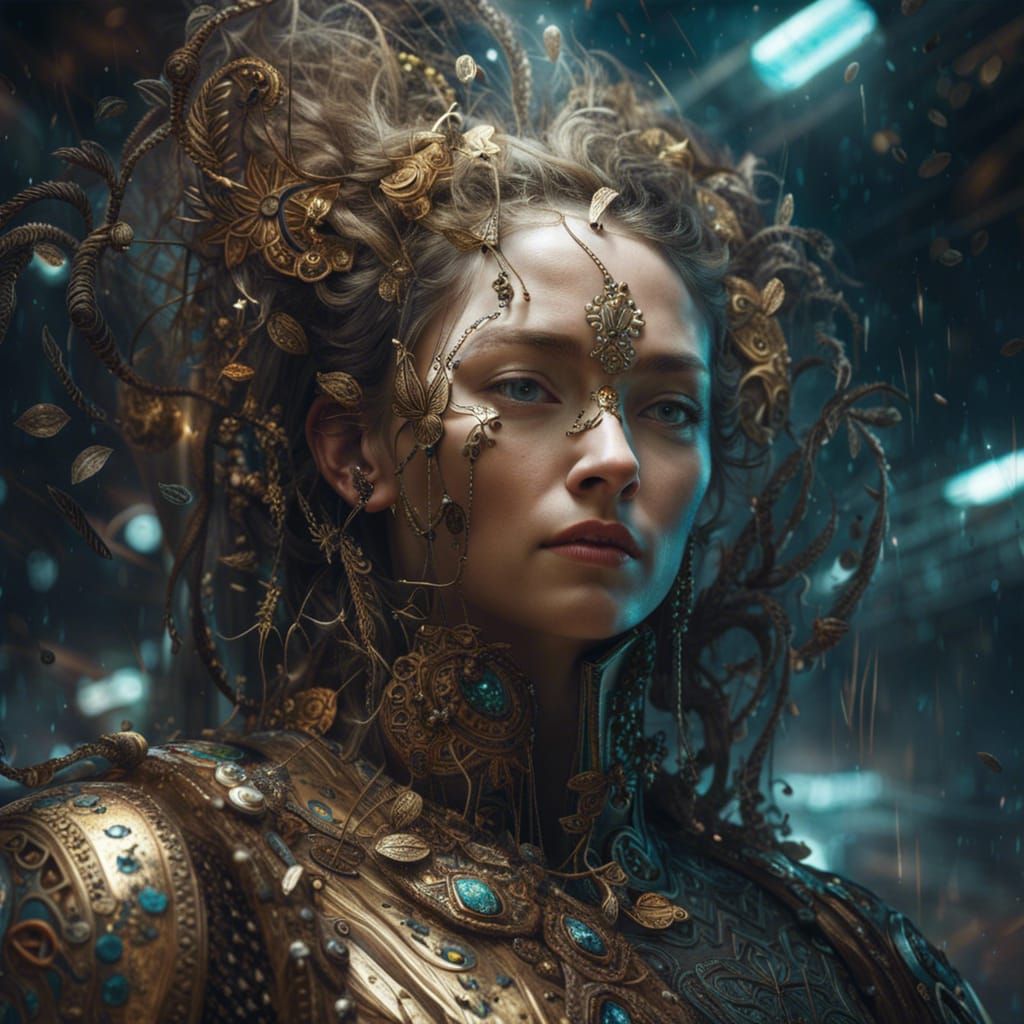 Mona Lisa Portrait in Cosmic Style