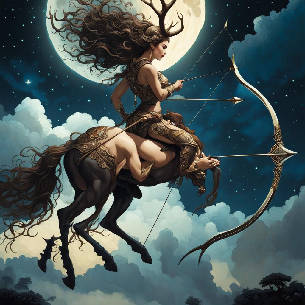 Mythical Centaur Archer in Ethereal Nightscape
