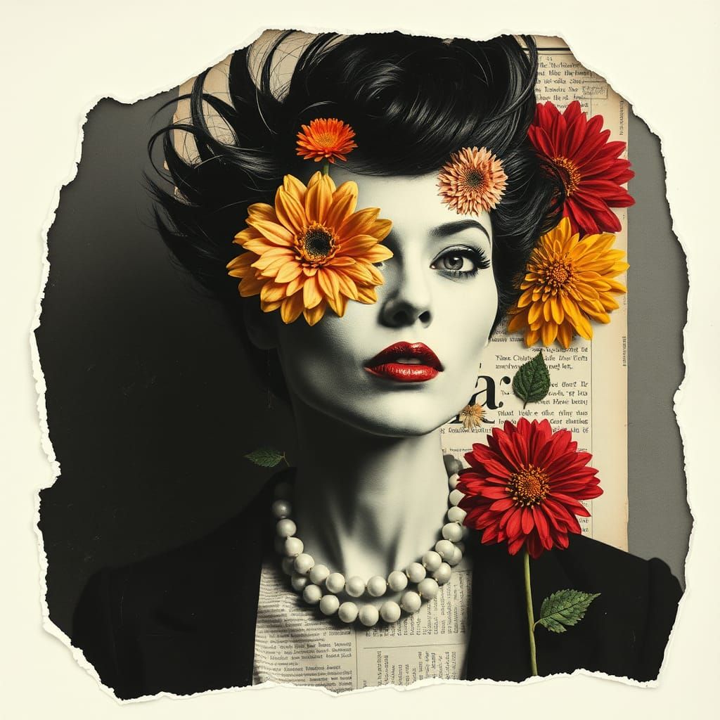 Dada Diva in Torn Paper Autumn Collage