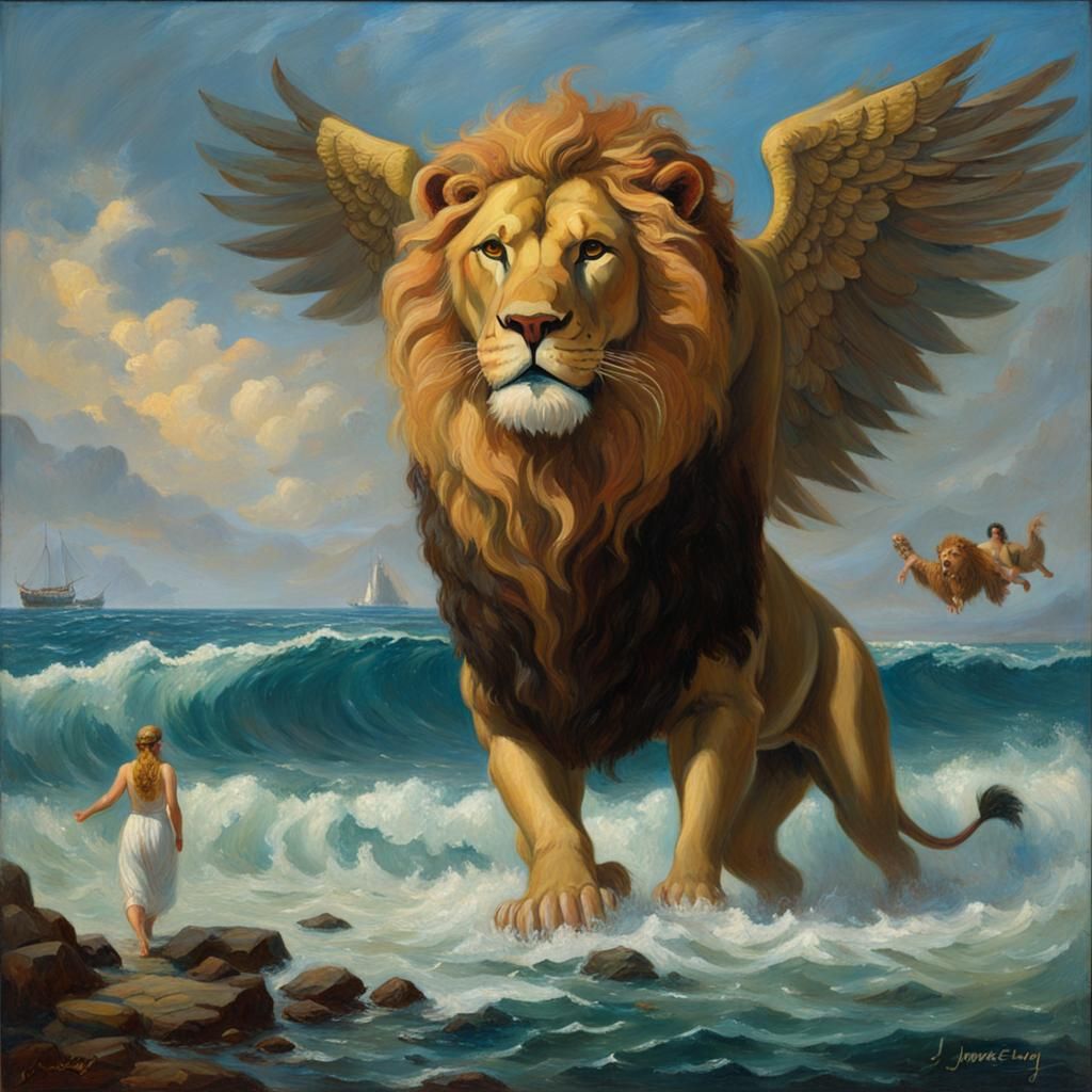The Greek Goddess Fortune and Ocean Lion
