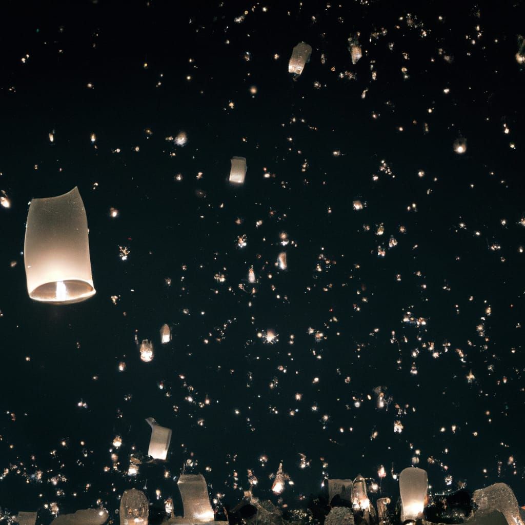 Spectacular Sky Lantern Festival at Night