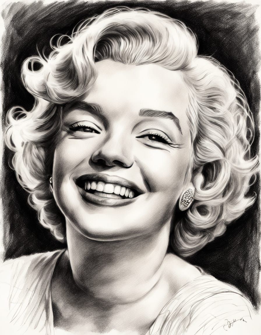 Vintage Whimsical Portrait of Marilyn Monroe in Warm Golden ...