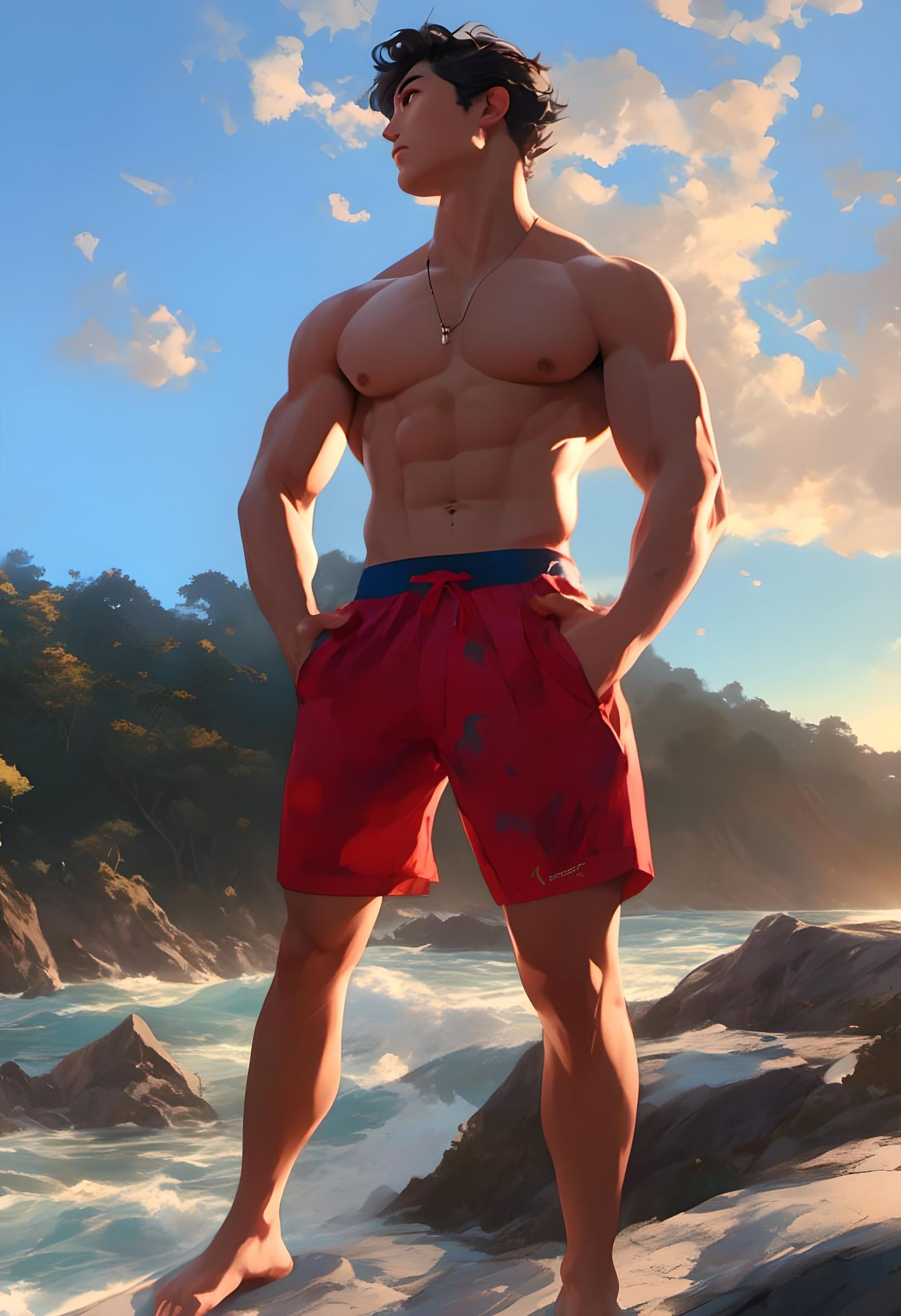 Jock Silhouette at Sunset on Cliff