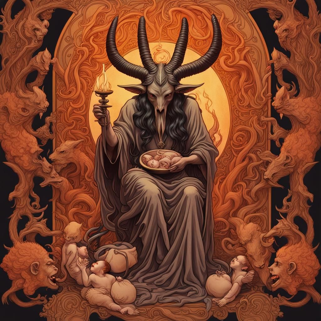 Baphomet eating baby jesus