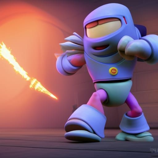 Main Enemy Button Spam: Pixar-Style 3D Digital Art