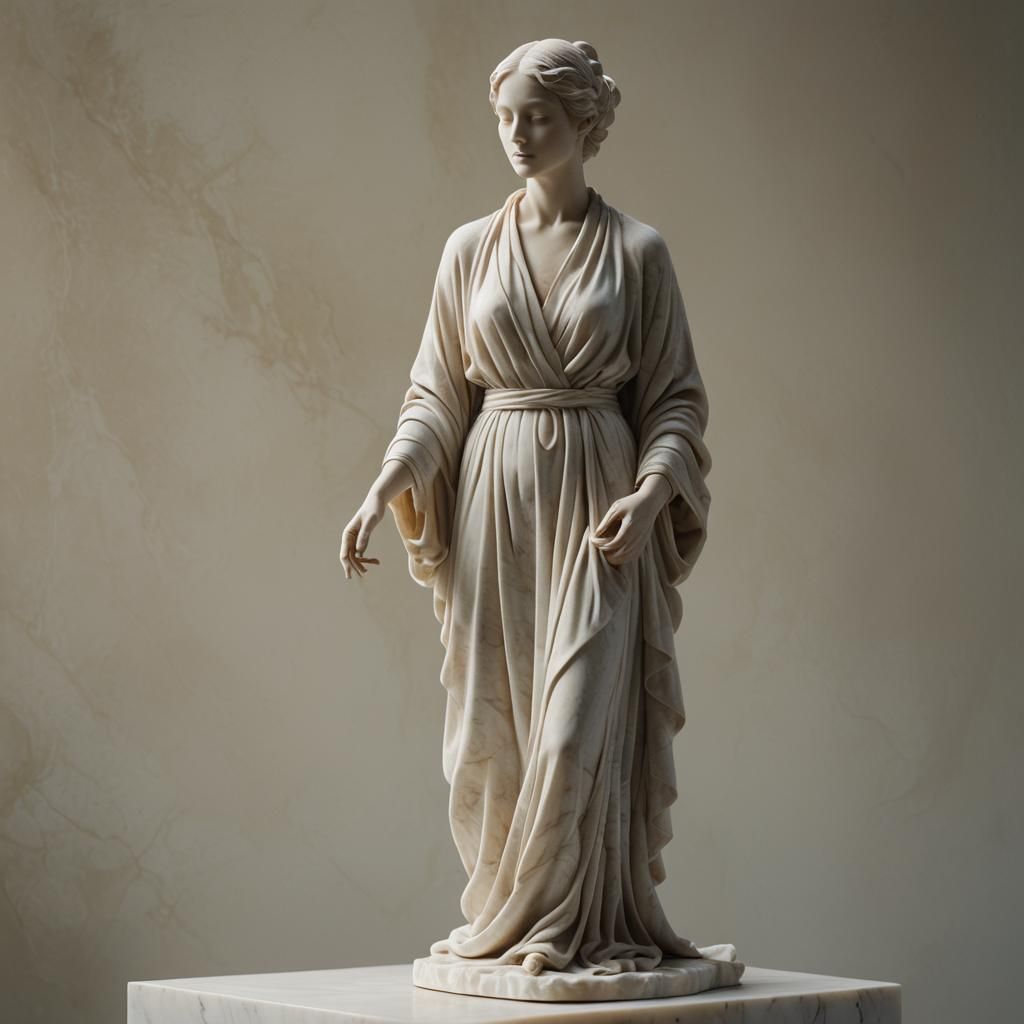 Elegant Marble Sculpture of Woman in Neoclassical Style