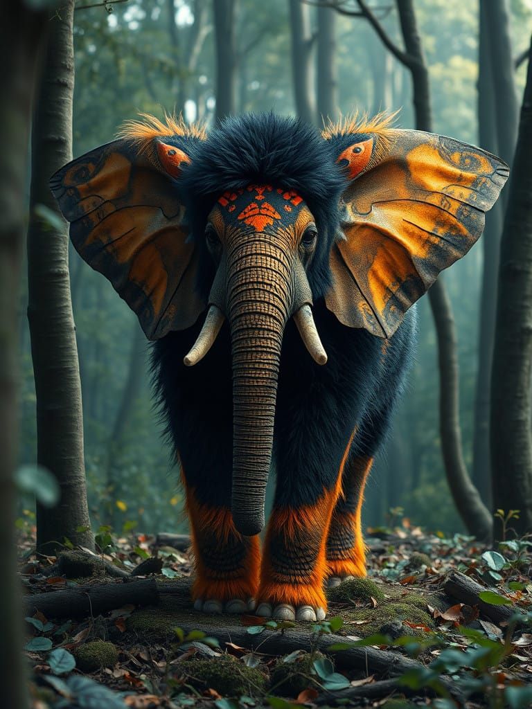 Moth-Elephant Hybrid in Vivid Forest