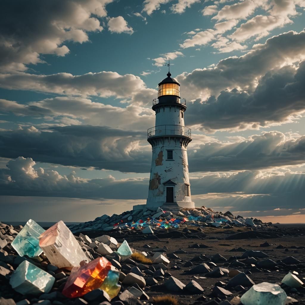 Dramatic Lighthouse in Wasteland, Cinematic Film Still