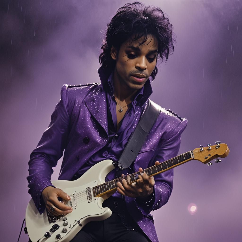 Purple Rain: Cinematic Portrait of a Guitarist