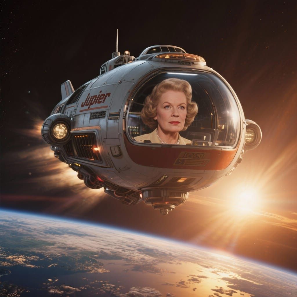 Jupiter 2 Spaceship with June Lockhart's Face Flies Past Ear...