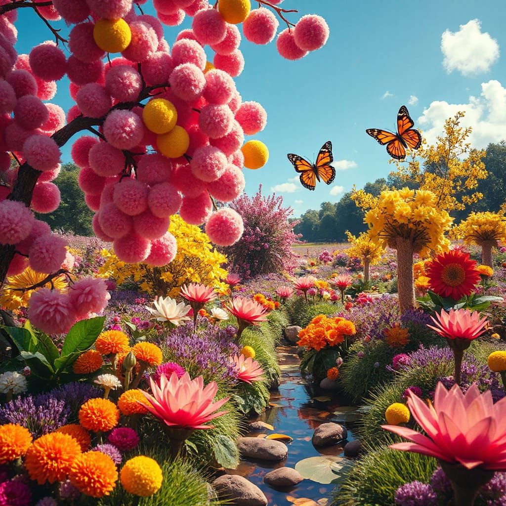 A magical garden of blooming pom-poms