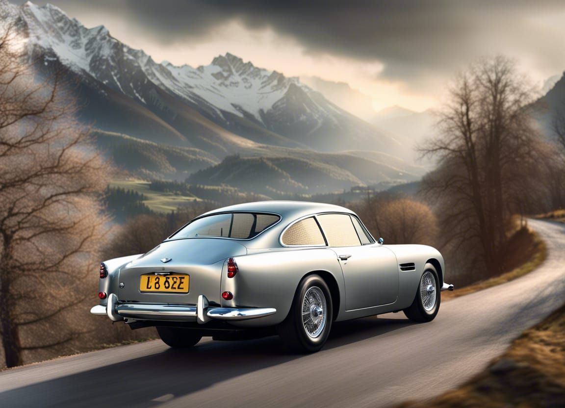 Aston Martin DB5 in the Alps