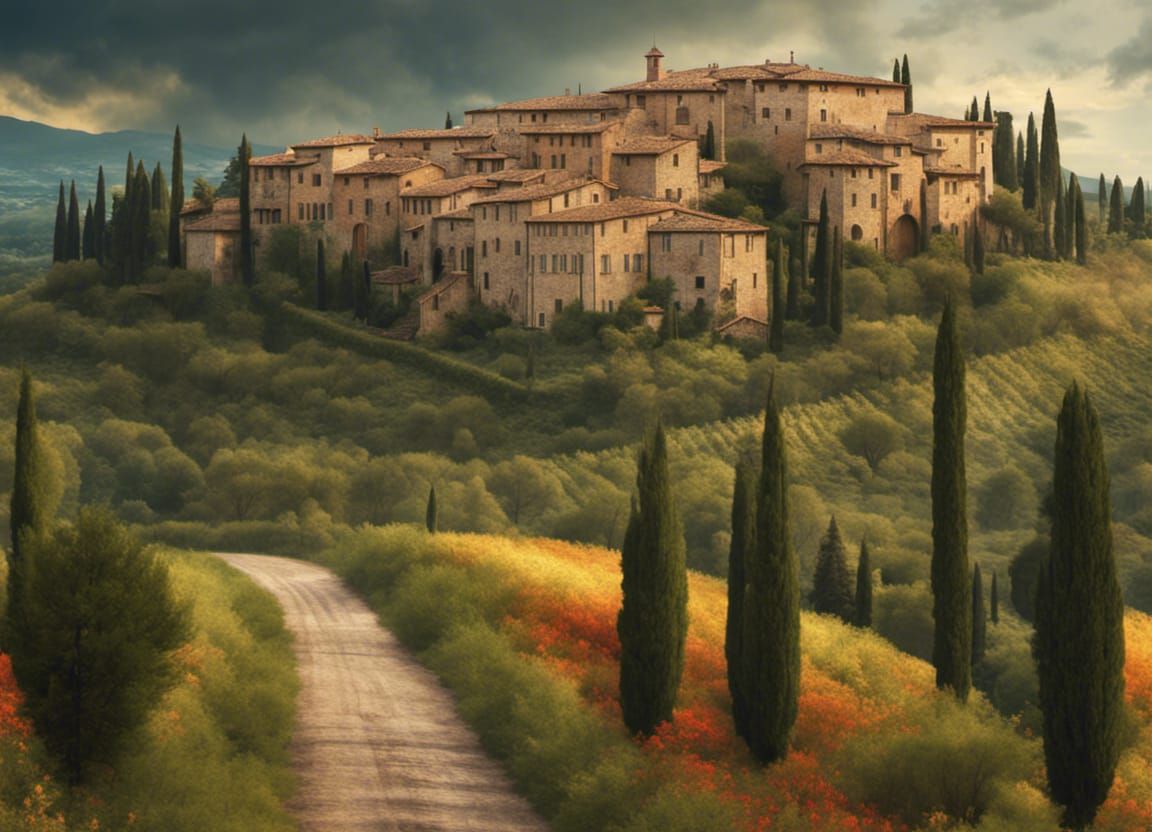 Colorful Tuscany Vacation: Digital Matte Painting