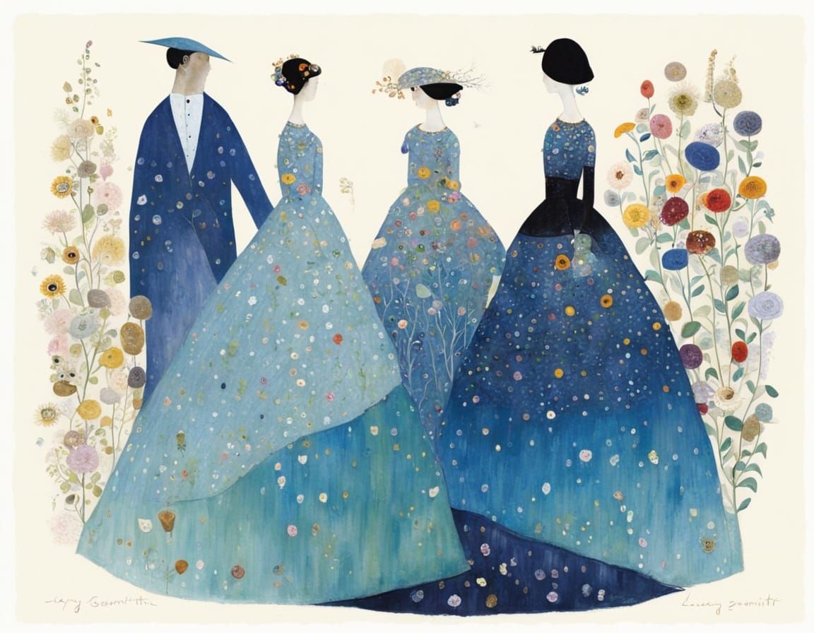 Abstract Floral Art in the Style of Klimt and Grossmith