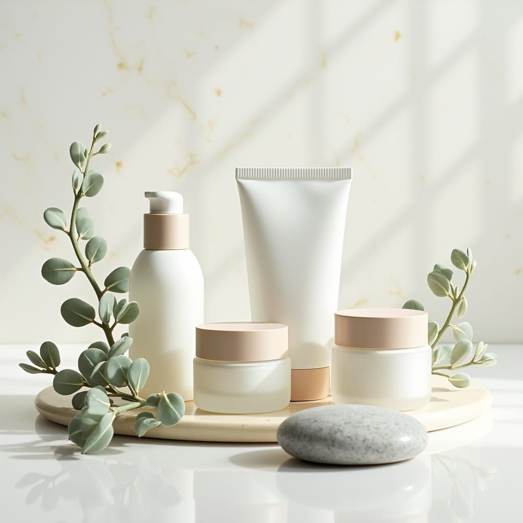 Serene Skincare Still Life in Minimalist Style