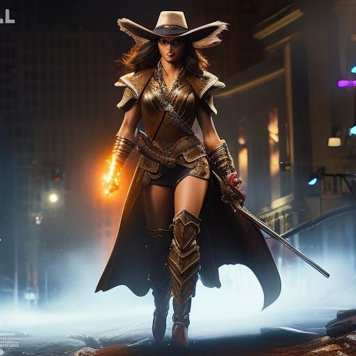 Hyperrealistic Female Boxer in Dramatic Splash Art