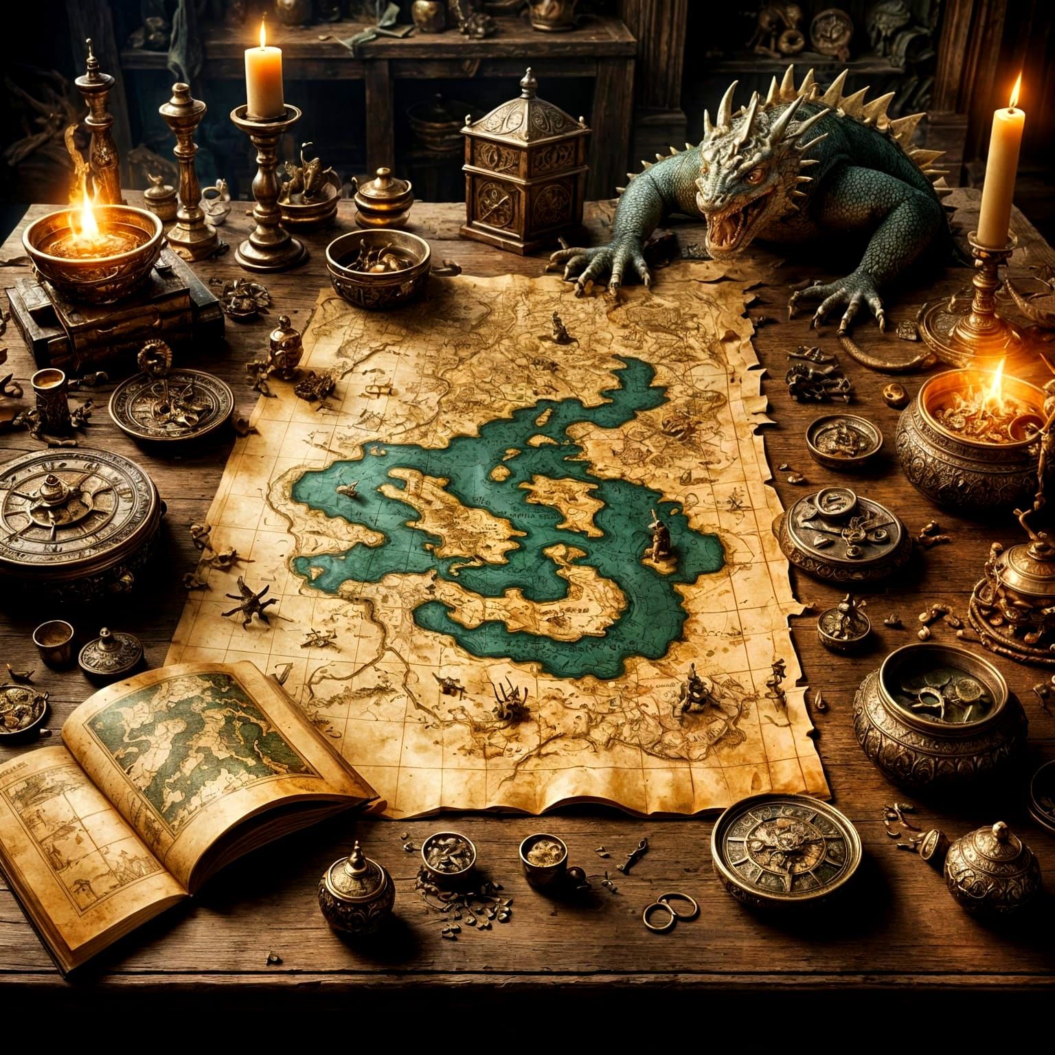 Medieval Dragon Treasure Map: Digital Matte Painting
