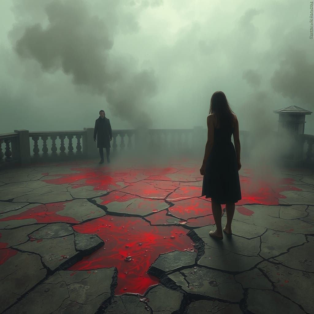 Ominous Figures in Dark Fantasy Horror Landscape