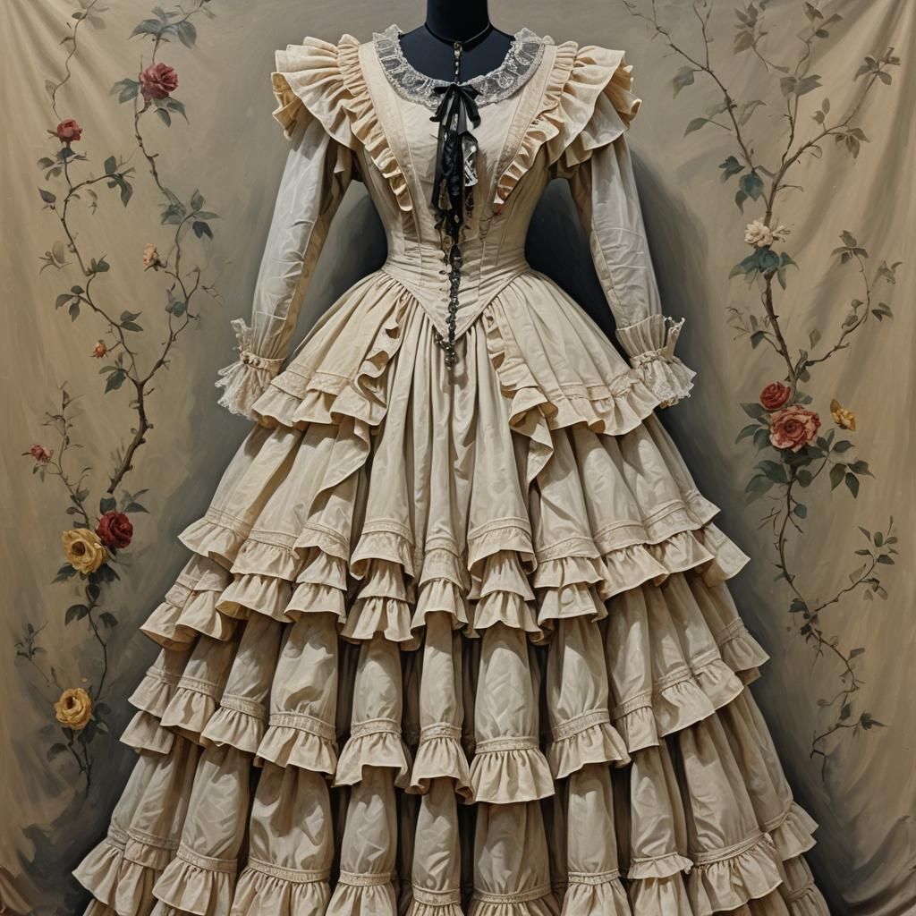 Victorian Gothic Dress Oil Painting