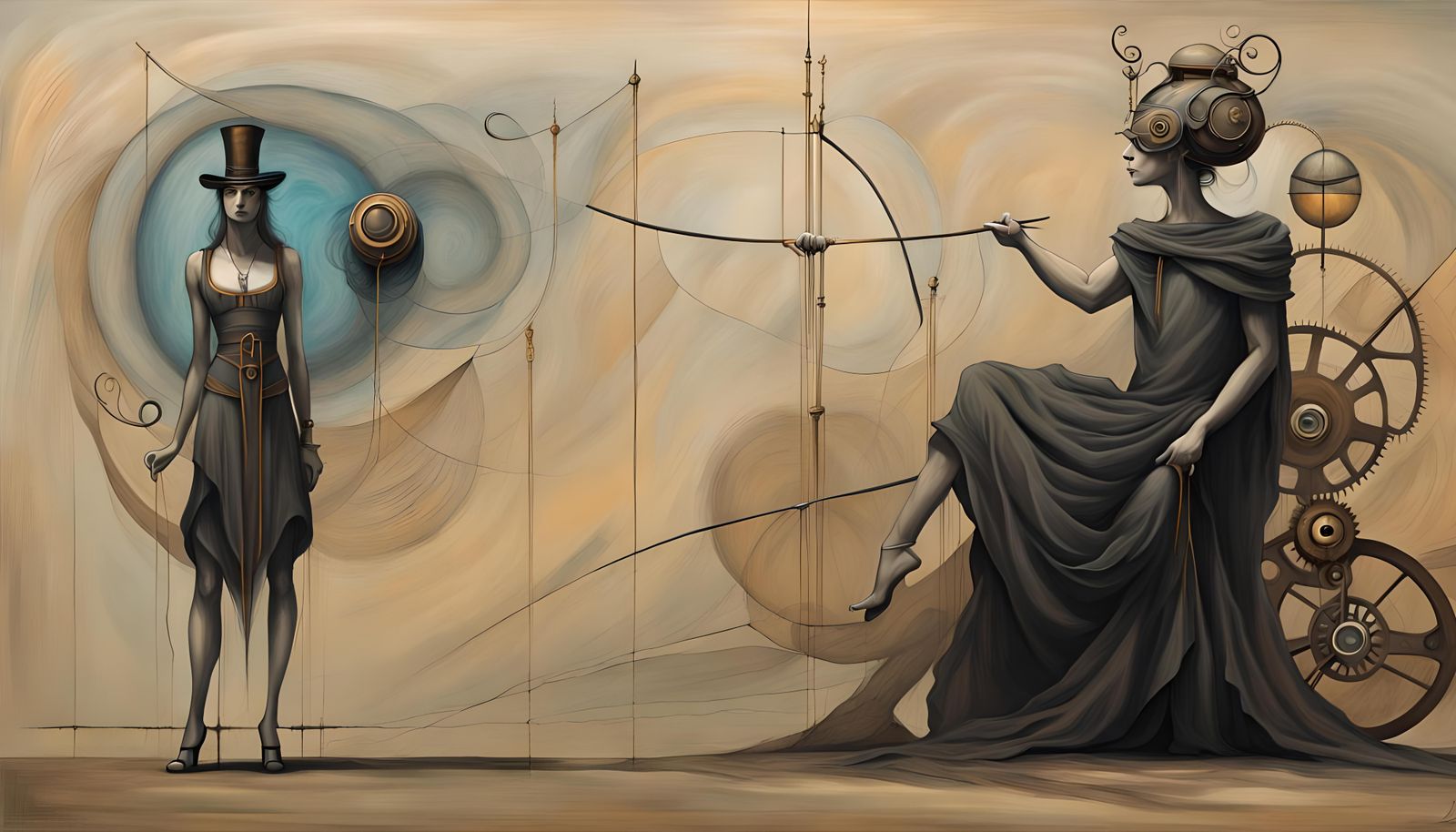 Steampunk Greek Deity in Surrealist Style