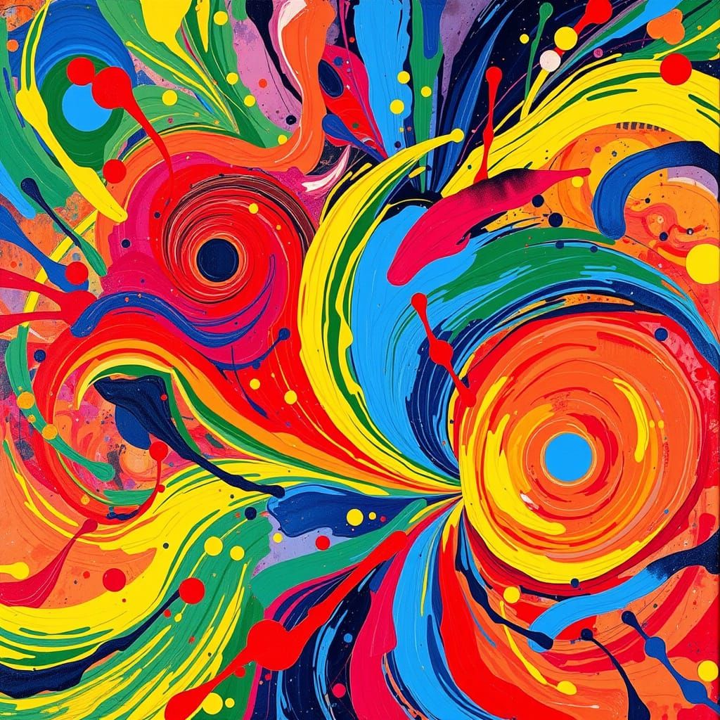 Abstract Expressionist Masterpiece in Swirling Colors