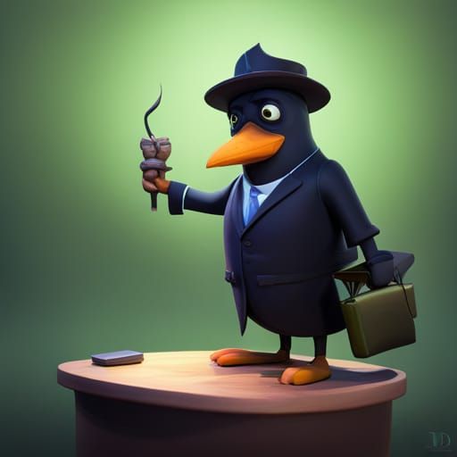 Accounting Crow in Pixar Style