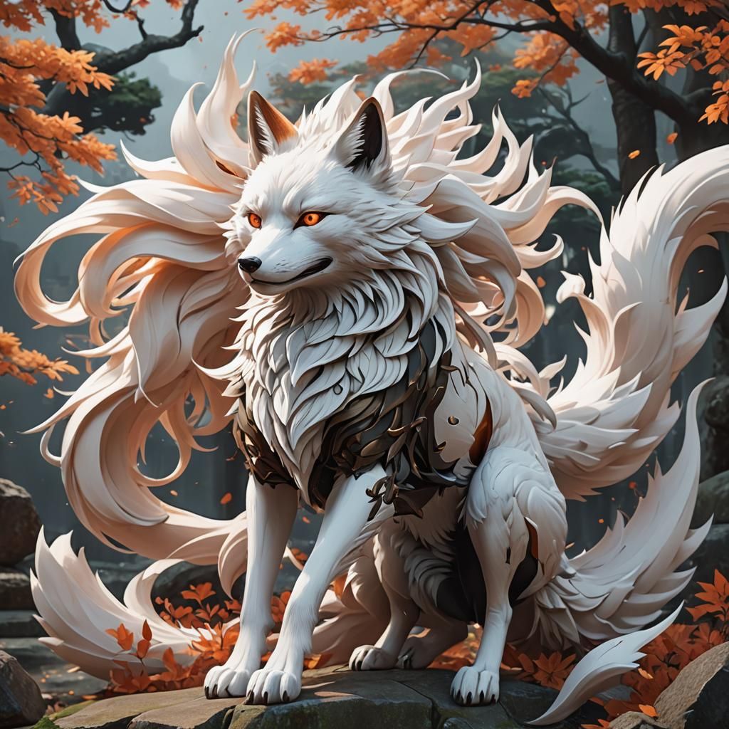 Nine-Tailed Fox in 3D Anime Style