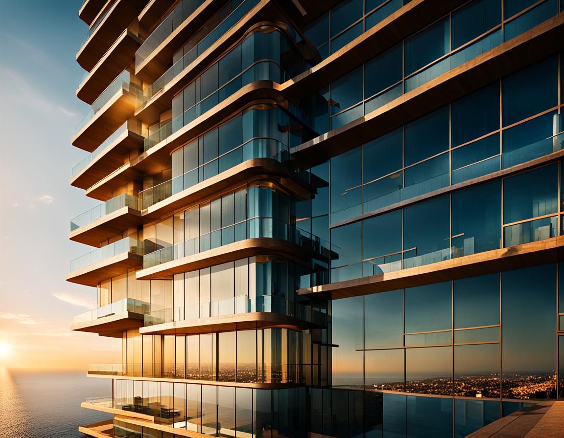Coastal Skyscraper in North Cyprus at Sunset