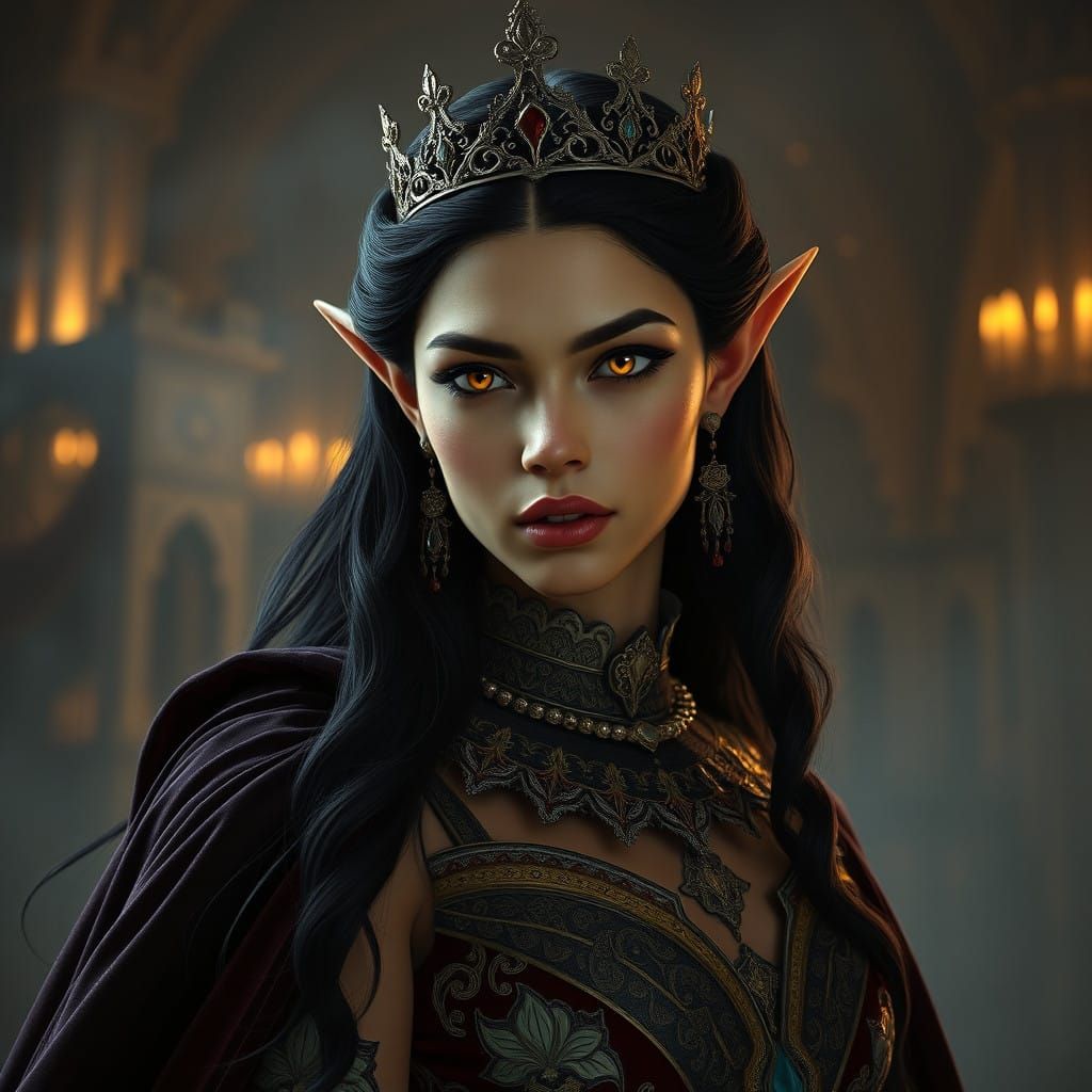 Regal Fae Queen in Velvet Cape